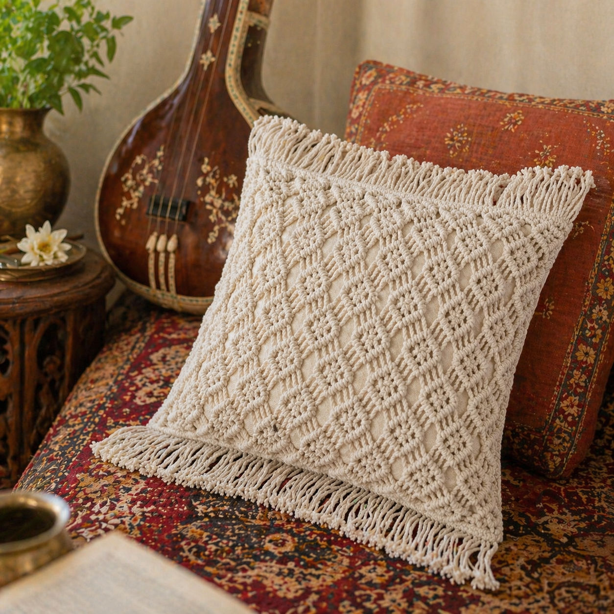 Coastal Macrame Cushion Sleeve